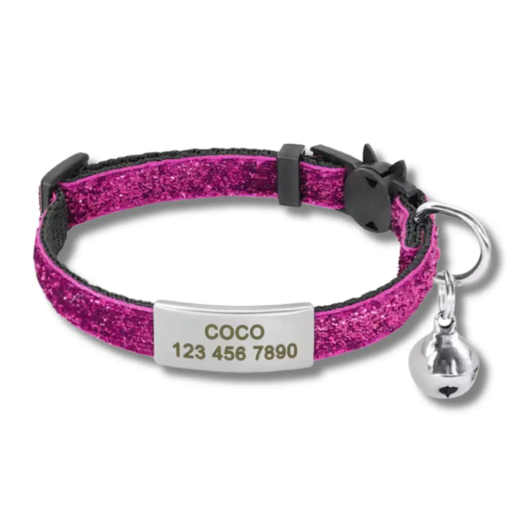 Collier Anti Étrangement Pour Chaton - Mauve Paillette Harnais Chat