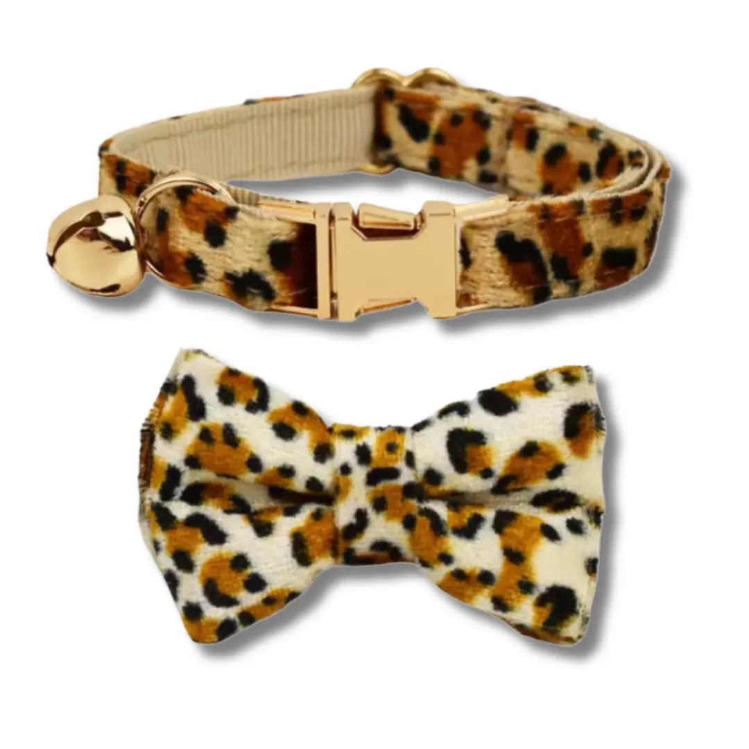 Collier Pour Chat Avec Noeud Personnalisable - Leopard Harnais Chat