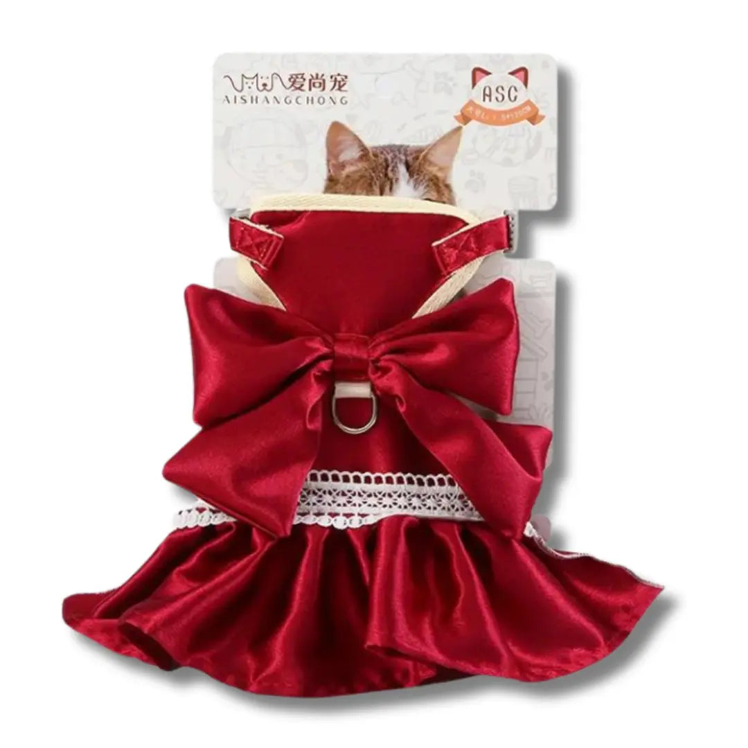 harnais-chat-robe-luxueuse-rouge