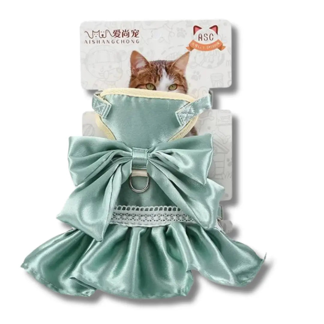 harnais-chat-robe-luxueuse-vert